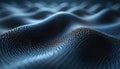 Abstract wave structure made of metallic hexagonal mesh. Futuristic nano tech pattern. Graphene molecular lattice. 3D render.