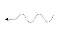 Dotted arrow: wavy line with arrow head, direction indicator, route symbol, navigation icon Royalty Free Stock Photo