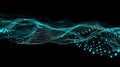 Abstract Waveform Visualization - Network Connection Data Points In Turquoise On Black Background Royalty Free Stock Photo
