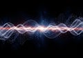 Abstract waveforms dominate a black background, featuring Royalty Free Stock Photo