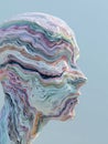 Abstract Waveforms Emerge From an Open Head, Creating a Pastel-Patterned Profile in a Serene, Minimalist Space Royalty Free Stock Photo