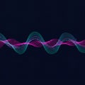 Abstract waveforms with smooth, interwoven lines in pink and cyan against a dark Royalty Free Stock Photo