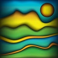 Abstract Waves of Color Scenic Landscape Background Illustration Royalty Free Stock Photo