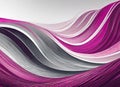 Abstract of waves of flowing pink, magenta, gray and purple on white background Royalty Free Stock Photo