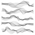 Abstract waves. Graphic line sonic or sound wave elements, wavy texture isolated on white background