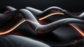 Abstract waves with neon orange light, flowing smoothly with glowing particles. Elegance in motion, ideal for backgrounds in tech