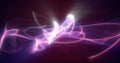 Abstract waves of purple energy magic smoke and glowing lines on a black Royalty Free Stock Photo