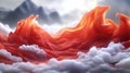 Abstract waves of red and white resembling flowing fabric or clouds in a surreal landscape Royalty Free Stock Photo