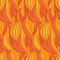 Abstract waves vector seamless pattern. Wavy lines of fire flame decorative hand drawn texture Royalty Free Stock Photo