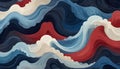 Abstract waves in shades of red, white, and blue, creating a dynamic and fluid pattern. Royalty Free Stock Photo