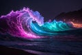Abstract waves shape glowing in ultraviolet spectrum Royalty Free Stock Photo