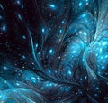 Abstract blue waves of particles background