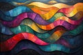 Abstract waves in vibrant colors create a captivating visual experience in modern art display Royalty Free Stock Photo