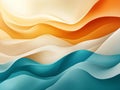 Abstract waves in warm orange and cool turquoise tones