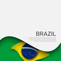 Abstract waving brazil flag. Creative background in brazil flag colors for holiday card design. Paper cut style. National poster Royalty Free Stock Photo