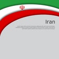 Abstract waving iran flag. Iranian state patriotic banner, flyer. Card design. Paper cut style. Creative background. Vector