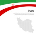 Abstract waving iran flag, mosaic map. Iranian state patriotic banner, flyer. Card design. Business booklet. Creative background