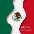 Abstract waving mexico flag. Creative background for mexico holidays postcard design. Business booklet. Paper cut style. Graphic