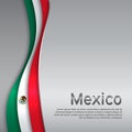 Abstract waving mexico flag. Creative metal background in mexico flag colors for holiday card design. National Poster. State