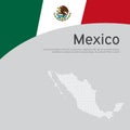 Abstract waving mexico flag mosaic map. Creative background in mexico flag colors for holiday card design. National poster. State