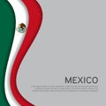 Abstract waving mexico flag. Paper cut style. Creative background in mexico flag colors for holiday card design. National Poster