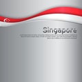 Abstract waving singapore flag. National singaporean poster. Creative metal background for design of patriotic holiday card. State