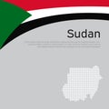 Abstract waving sudan flag, mosaic map. National sudanese poster. Creative background for design of patriotic holiday card. State
