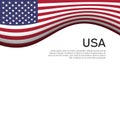 Abstract waving usa flag. Creative background for american patriotic holiday design. Business booklet, cover, banner in US colors Royalty Free Stock Photo