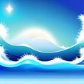 Abstract wavy background in blue tones. Winter cold concept. Bright blurry illustration. The image was created using generative AI