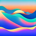 Abstract wavy background in blue tones. Winter cold concept. Bright blurry illustration. The image was created using generative AI