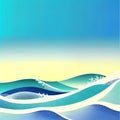 Abstract wavy background in blue tones. Winter cold concept. Bright blurry illustration. The image was created using generative AI