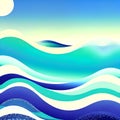 Abstract wavy background in blue tones. Winter cold concept. Bright blurry illustration. The image was created using generative AI