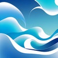 Abstract wavy background in blue tones. Winter cold concept. Bright blurry illustration. The image was created using generative AI