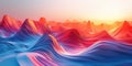 abstract wavy background with blurred waves and sunset