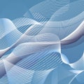 Abstract wavy background for business. Light thin lines create an openwork wavy surface. Waves pass through a blue background.