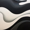 Abstract Wavy Black And White Painting: Realistic Hyper-detail With Muted Tones