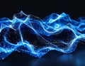 Abstract Wavy Blue Particle Mesh on a Dark Background with Soft Lighting Royalty Free Stock Photo