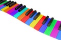 Abstract Wavy Colorful Piano Keyboard. 3d Rendering Royalty Free Stock Photo