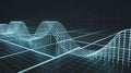 Abstract Wavy Data Network on a Dark Grid Background, Representing Big Data Visualization, Digital Connectivity, and Future Royalty Free Stock Photo