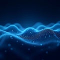 Abstract Wavy Data Visualization with Glowing Blue Particle Field Royalty Free Stock Photo