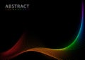 Abstract Wavy Dotted Mesh in Rainbow Colors on Black Background