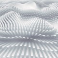 Abstract wavy field of white rectangular shapes. Modern geometric background. 3d rendering digital illustration