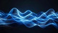Abstract Wavy Glowing Blue Light Particles on a Dark Background Royalty Free Stock Photo