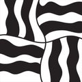 Abstract wavy hand-drawn black and white striped background.