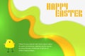 Abstract wavy Happy Easter background with stylized chicken