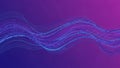 Abstract wavy line pattern composed of small blue and pink dots and lines against a gradient purple background Royalty Free Stock Photo