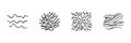 Abstract Wavy Line Patterns Icon Set In Doodle Style. Artistic Texture And Design Elements Outline Sketch Collection Royalty Free Stock Photo