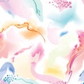 Abstract wavy lines. Beautiful seamless watercolored texture. Endless pattern in bright spring style. Flowing waves abstraction.