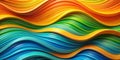 Abstract Wavy Lines in Blue, Green, and Yellow A 3D Rendered Composition