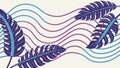 Abstract Wavy Lines with Organic Leaves Design Element, vector design Generative AI Royalty Free Stock Photo